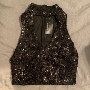 Fashion Nova Sparkly Black Crop Top